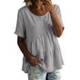 thumbnail image 2 of Kelon Short Sleeve Womens Linen Cotton Tops Vacation Casual Outfits Blouses Dressy Casual Summer Outfits 2026, 2 of 4