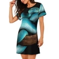 thumbnail image 2 of Sikiie Blue Viper Snake Print Women's Short-sleeved Nightdress, Round Neck Pullover Nightdress Pajamas Summer Home Wear, 2 of 6