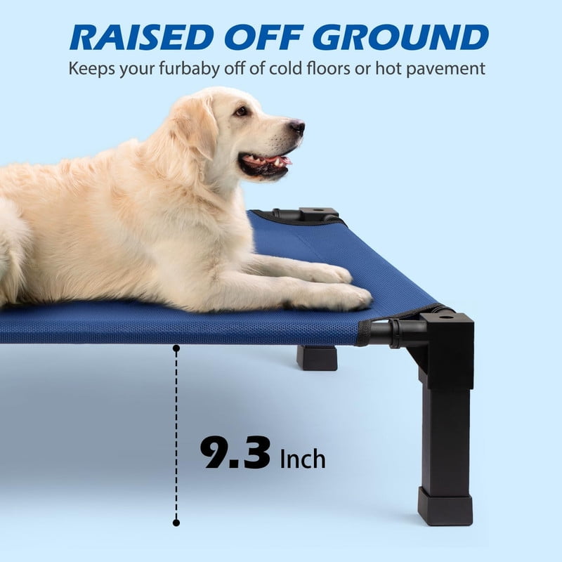 Elevated Dog Bed with Chew Proof Washable Breathable Mesh and Metal Frame, Portable No-Slip Feet for Outdoor or Indoor Use