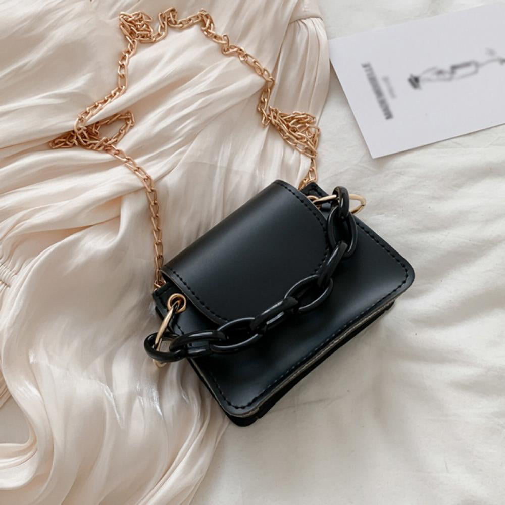 Small Square Bag Leather Women Shoulder Purses with Chain Strap Stylish  Clutch Purse 
