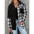 thumbnail image 3 of Asyoly Women Corduroy Plaid Shirt Jacket Long Sleeve Button Down Color Block Shacket Jacket Boyfriend Oversized Coat Casual Tops With Pockets, 3 of 6