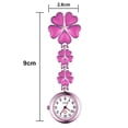 thumbnail image 2 of Reloj de bolsillo con clip para mujer, reloj de enfermera de cuarzo de aleación de zinc, reloj de solapa con forma de flor, reloj de bolsillo colgante, con cinco corazones en rosa, 2 of 6