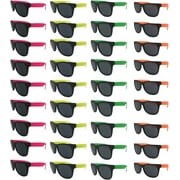 TheGag UV Protection Unisex Party Sunglasses, Green Yellow Pink Orange, (36 Pack)