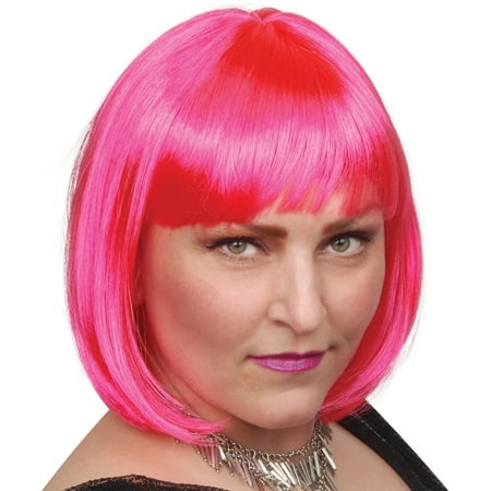 Loftus Pink Bob Cut Rave Party Short Bangs Women Wig, Pink, One-Size