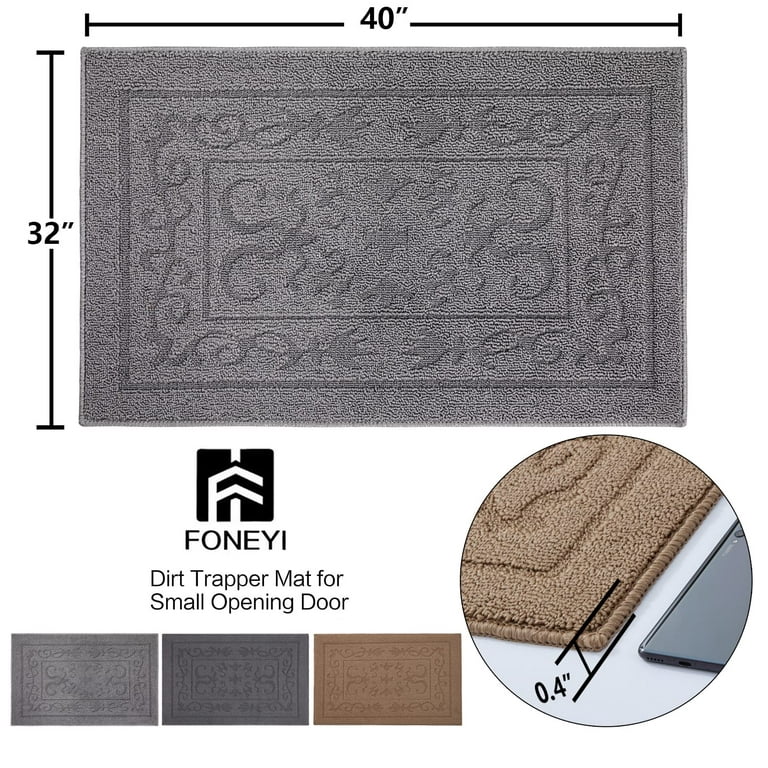 Indoor Doormat,Front Back Door Mat Rubber Backing Non Slip Door Mats  20”x31.5” Absorbent Resist Dirt Entrance Doormat Inside Floor Mats for  Entryway Machine Washable Low-Profile (Grey) 
