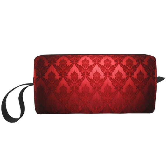 Makeup Bag For Purse Red Damask Water-Resistant Make Up Pouch Small Cosmetic Case For Travel Accessories