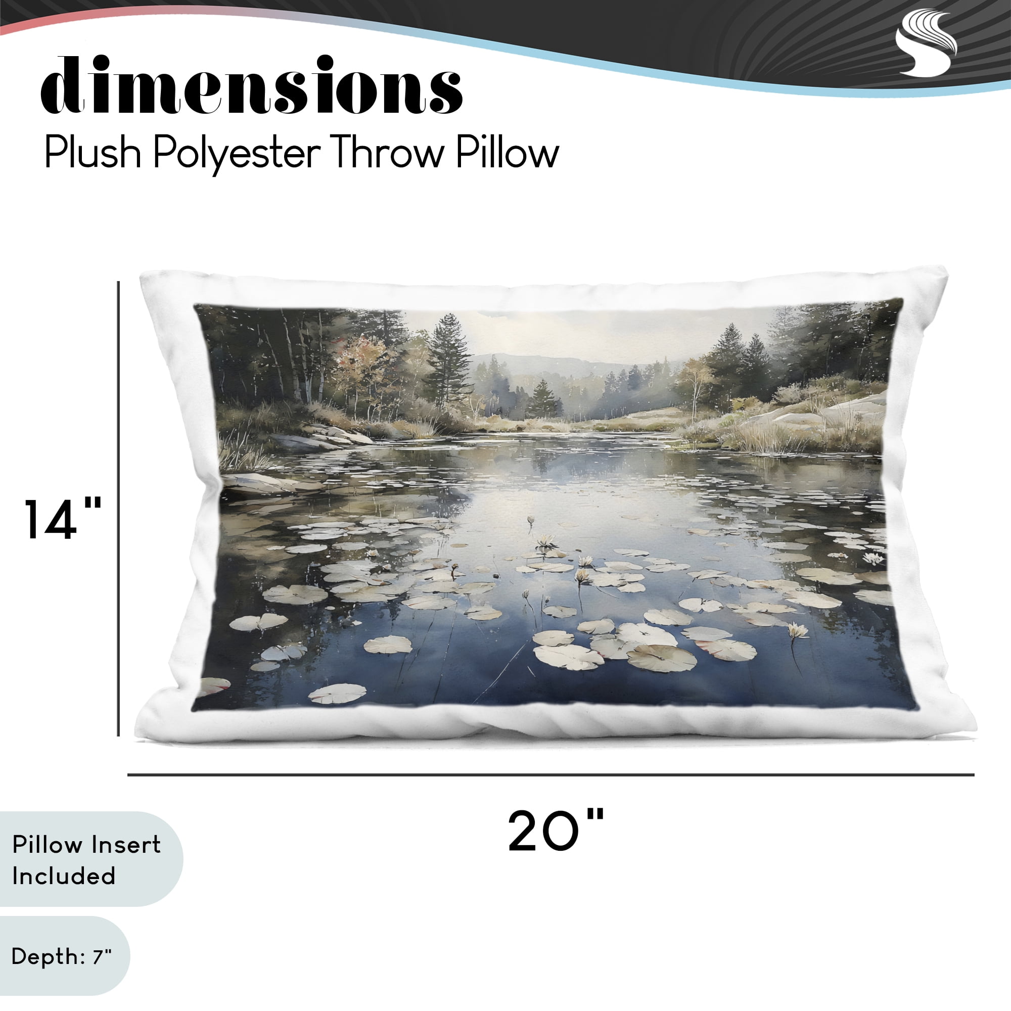 Stupell Industries Still Pond with Morning Reflections Decorative Printed Throw Pillow, design by Franklyn Gregory, 14 x 7 x 20