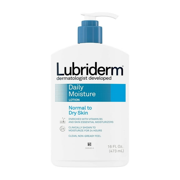Lubriderm Daily Moisture Hydrating Body and Hand Lotion To Help Moisturize Dry Skin with Pro-Vitamin B5 For Healthy-Looking Skin, Non-Greasy, 16 fl. oz