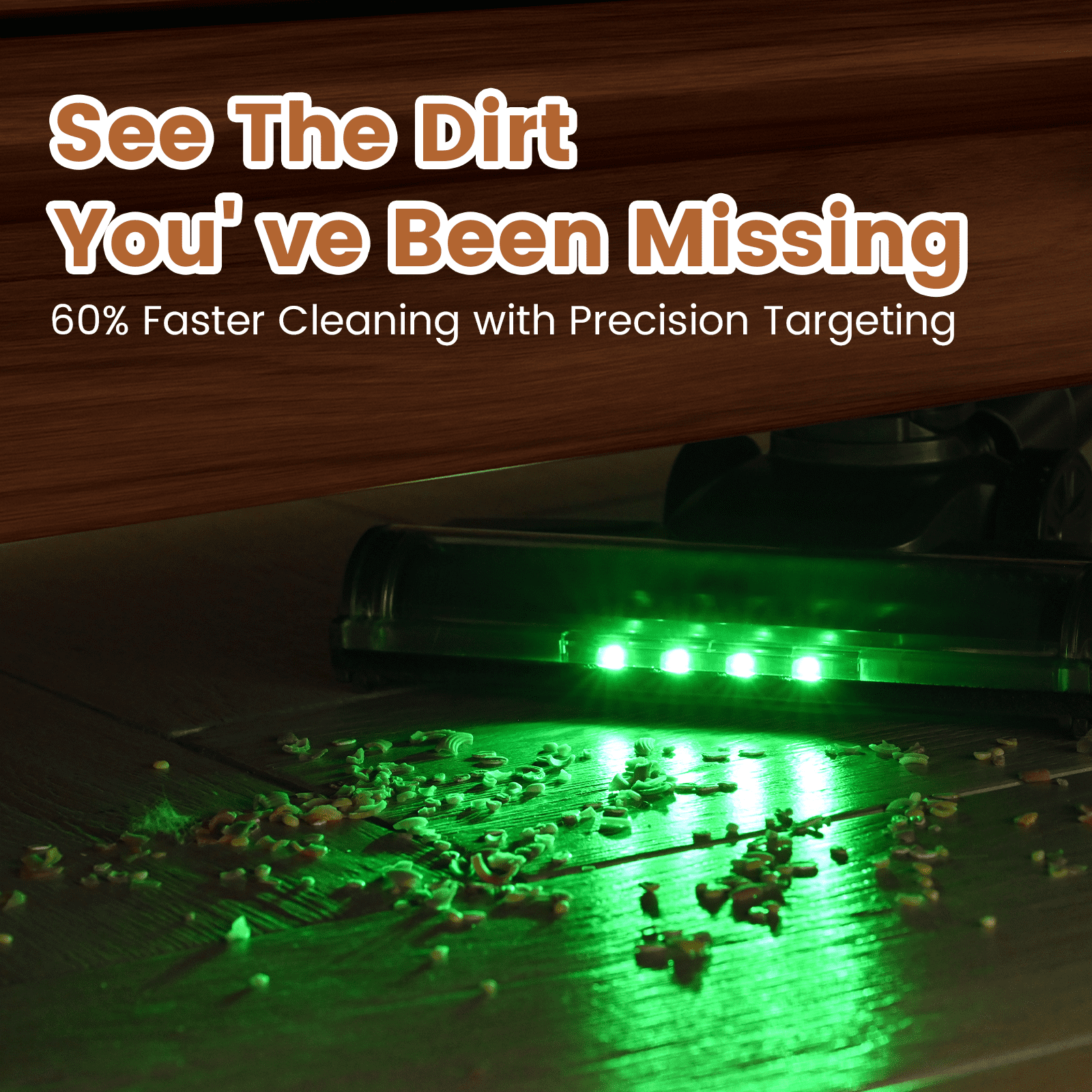 Cordless Vacuum Cleaner, 40kPa/500W Power Suction, LED Display, 6-in-1 Lightweight Stick Vacuum with Green LED Light, 6-Stages Filtration, Self-Standing for Pet Hair Hard Floor Carpet