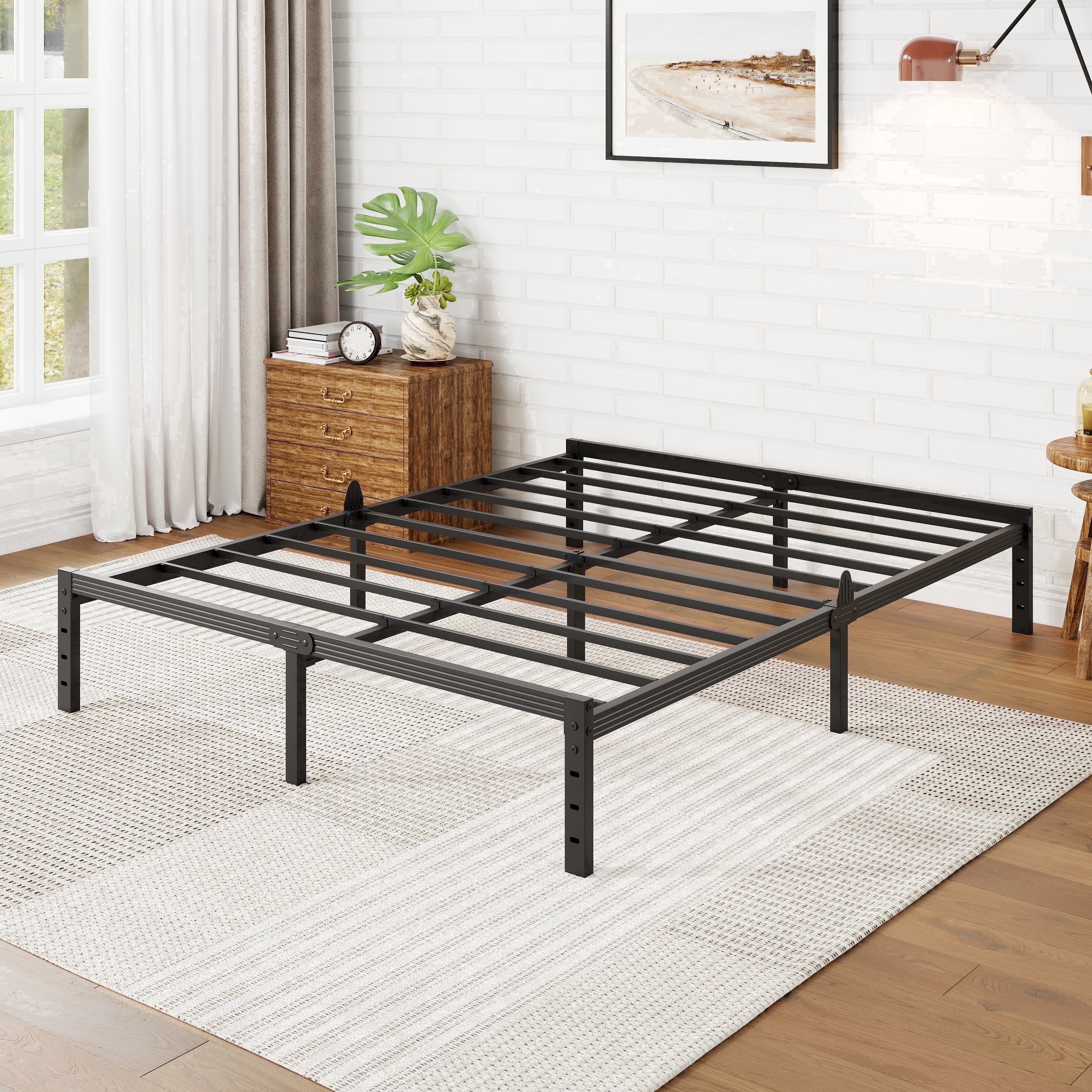 Auroral Zone 12 inch Queen Metal Platform Bed Frame, Heavy Duty Mattress Foundation, No Box Spring Required