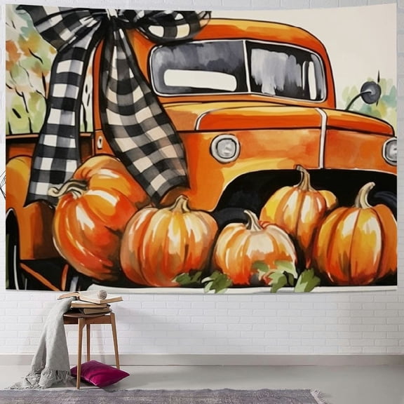 Pratyus Pumpkins Halloween Tapestry Wall Hanging - Short Plush Fabric, Vivid Design - Bedroom Living Room Dorm Decor 40x60inch