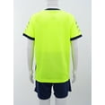 thumbnail image 4 of YEAHDOR Kids Boys Football Team Uniform Short Sleeve T-shirt and Shorts Set Sports Outfit Fluorescent Green 9-10, 4 of 7