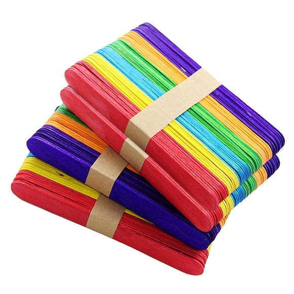 OULII 50pcs Smooth Surface Popsicle Sticks for Crafting with Assorted Color for DIY Design Classroom Use