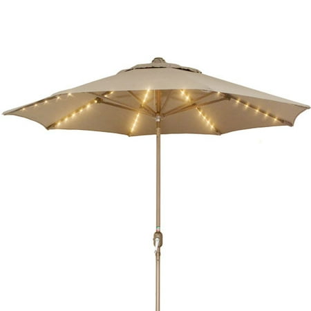 9' Lighted Market Umbrella, Taupe