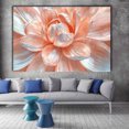 thumbnail image 2 of Mudket Peach and Silver Flower Canvas Wall Art, Framed Floral Print, Ready to Hang Wall Decor for Living Room Bedroom, Elegant Abstract Artwork - 12"L x 8"W, 2 of 10