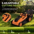 thumbnail image 5 of 40V Cord-free Push Lawn Mower, 17" Cutting Deck - 6 Height Settings - Mulching & Bagging - Lightweight Walk-Behind for Small to Medium Yards - 40L Grass Bag - Black + Orange 108, 5 of 8
