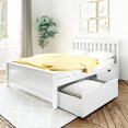 thumbnail image 1 of BEDSMART Lit Double en Bois Massif avec Rangement / Blanc, 1 of 7