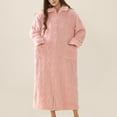 thumbnail image 5 of SWSMCLT Women's Cold Weather Fleece Bathrobe Home Full Zip Long Duster Robe Comfy Bathrobes Ankle Length Pink Medium-Large, 5 of 5