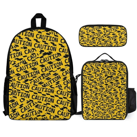 CAUTION Tape School Backpack Set Lightweight Backpack Book Bag Backpack 3pcs