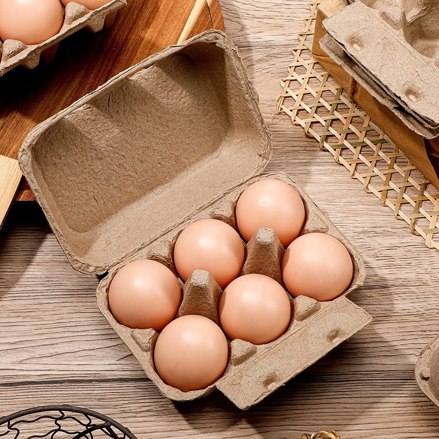 100 Pcs Paper Egg Cartons Bulk for Chicken Eggs Blank Pulp Fiber Egg Tray Holder Reusable Empty Storage Containers for Farm Market Kitchen Camping Picnic DIY(12 Count)