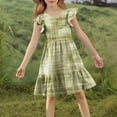 thumbnail image 7 of Eltusu Casual Dresses for Girls, Crewneck Ruffle Sleeve Fashion Short Sleeve Summer Dress Green Size 13-14 T, 7 of 7