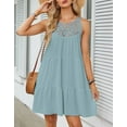 thumbnail image 3 of Halter Dress For Women Mini Sundress Lace Crochet Sleeveless Cover Ups A-Line Tiered Swing Summer Casual Dress, 3 of 4