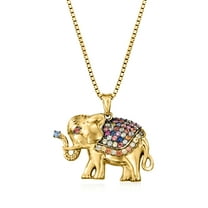 Ross-Simons 0.50 ct. t.w. Multicolored Sapphire Elephant Pendant Necklace in 18kt Gold Over Sterling, Women's, Adult