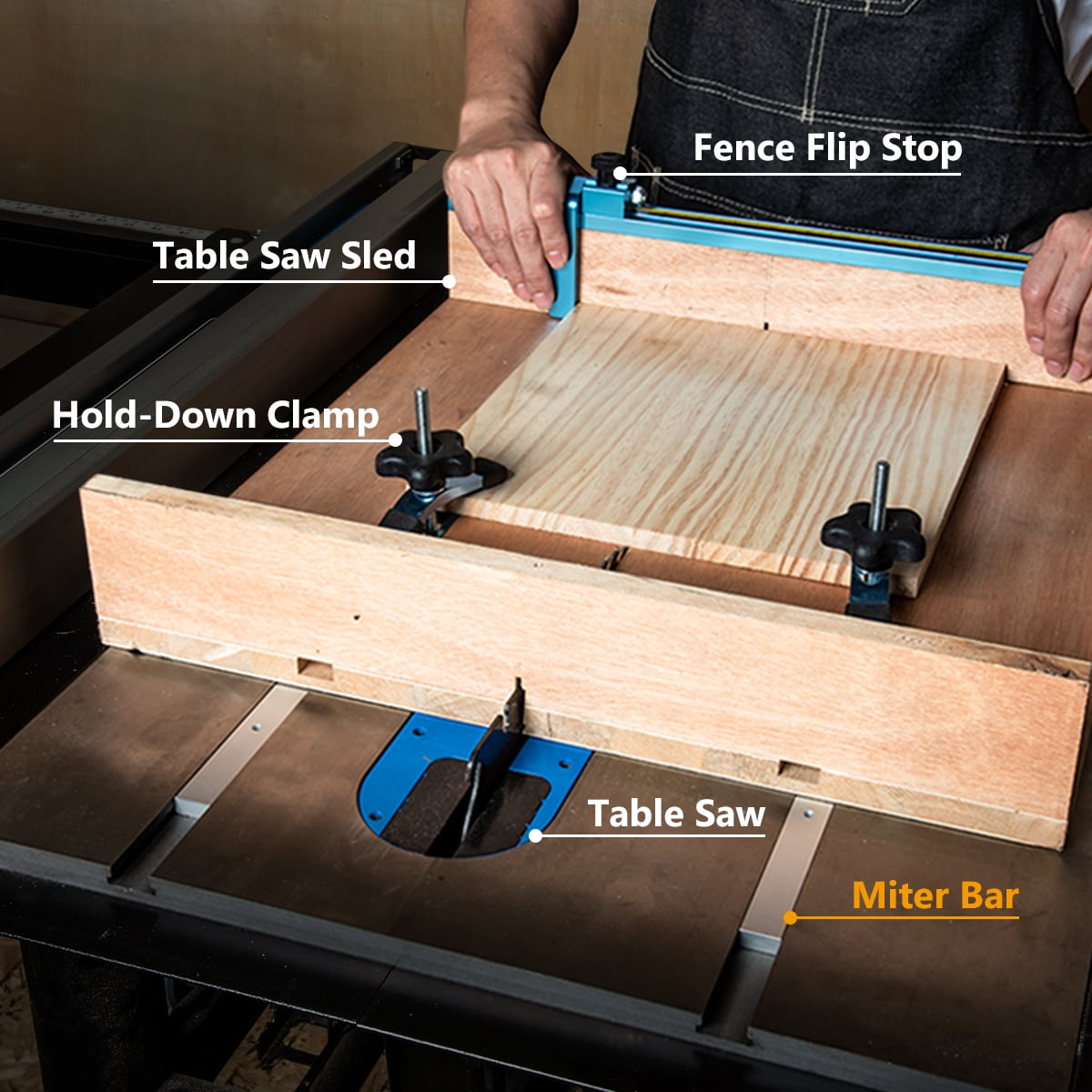 POWERTEC 4PK 24" Miter Bar for any Standard 3/4" x 3/8" Miter Slot, Crosscut Sled for Table Saw, Router Table, Band Saw, 71519-P4