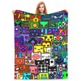 thumbnail image 3 of Geometry Dash Blanket Super Soft Cozy Throw Blanket Fuzzy Comfy Flannel Blanket Warm Plush Blankets For Couch, Sofa, Bed 40"X30", 3 of 6