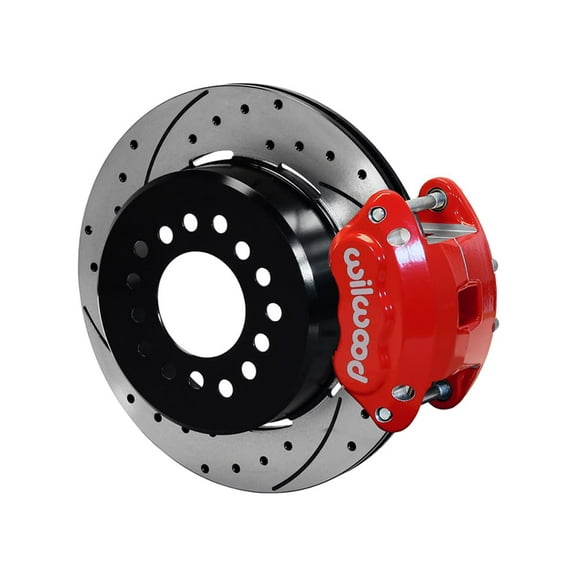 Wilwood 140-12215-DR D154 Pro Series Rear 12.19" Big Brake Kit With Red Calipers and Drilled Rotors, Compatible with GM 10 & 12 Bolt Rear Axle With OE C-Clip and ?2.75-2.81 Offset