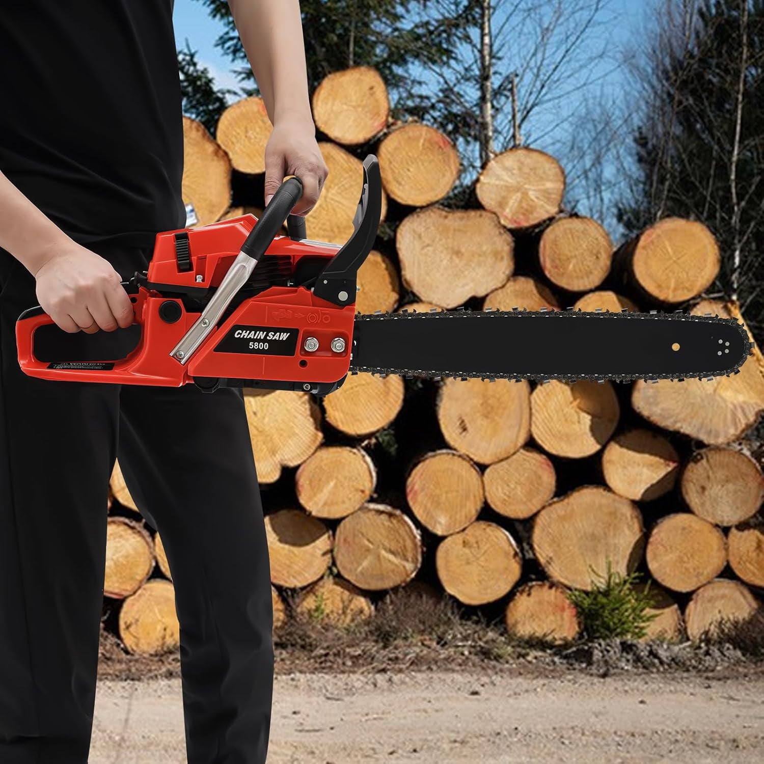 Chainsaw 58CC Power Chain Saw,20 Inch Guide Board Chain saws 2-Stroke Gasoline Handheld Cordless Petrol Chain Saws for Trees Gas Powered Farm, Ranch and Garden Tools