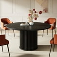 thumbnail image 3 of Table à Manger Ronde pour 4 à 6 Personnes, Table de Cuisine Circulaire de 47,24 Po avec Base Métallique Cannelée Robuste, Noire, 3 of 7