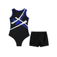 thumbnail image 6 of iiniim Kids Girl Boy Dance Leotard Sleeveless Unitard Biketard Bodysuit with Shorts Gymnastics Jumpsuit Blue&Black 8, 6 of 7