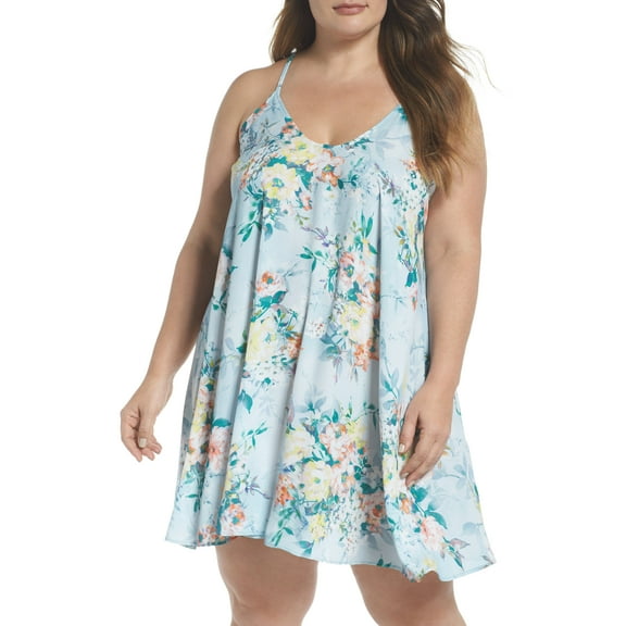 Plus Size Women's Becca Etc Femme Flora Cover-Up Dress Size 2X Blue