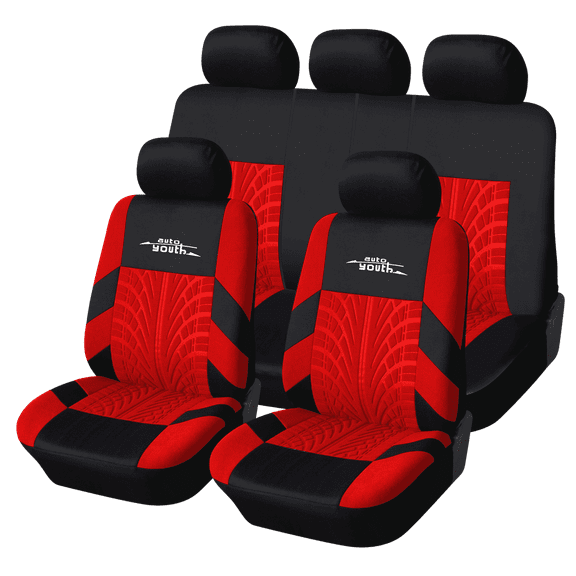 AUTOYOUTH Car Seat Covers Full Set- Breathable Bucket Seat Covers with Removable Headrest Universal Fit For Vans, SUVs, Trucks...(Red Color)