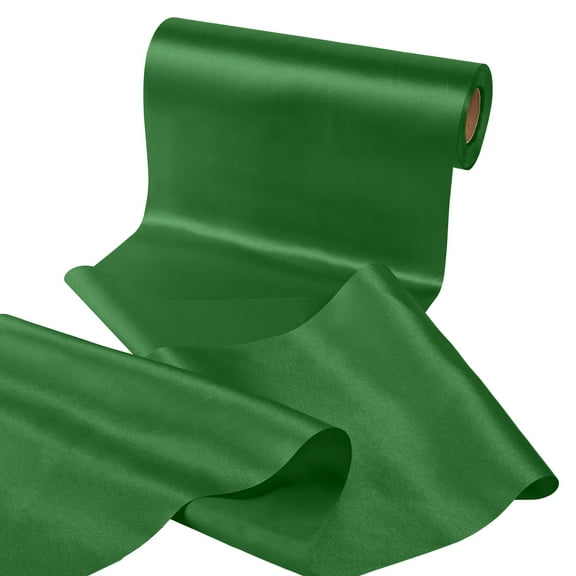 10 Inch Silk Satin Ribbon – 25 Yards , Frayed Edge for Cutting Ceremony kit Grand Opening Wedding Birthday Party Decoration Bows Chair sash Forestgreen