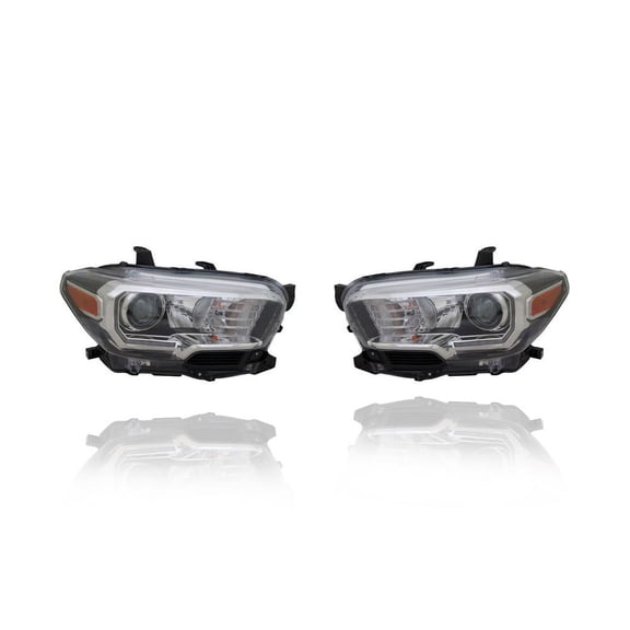 Headlight Assembly - Cooling Direct Fit/For 16-23 Toyota Tacoma-TRD-Sport/Offroad/Limited - Black Bezel, LED Daytime Running Light, Halogen Foglamp - CAPA - Pair, Set - 8111004270, 8115004270