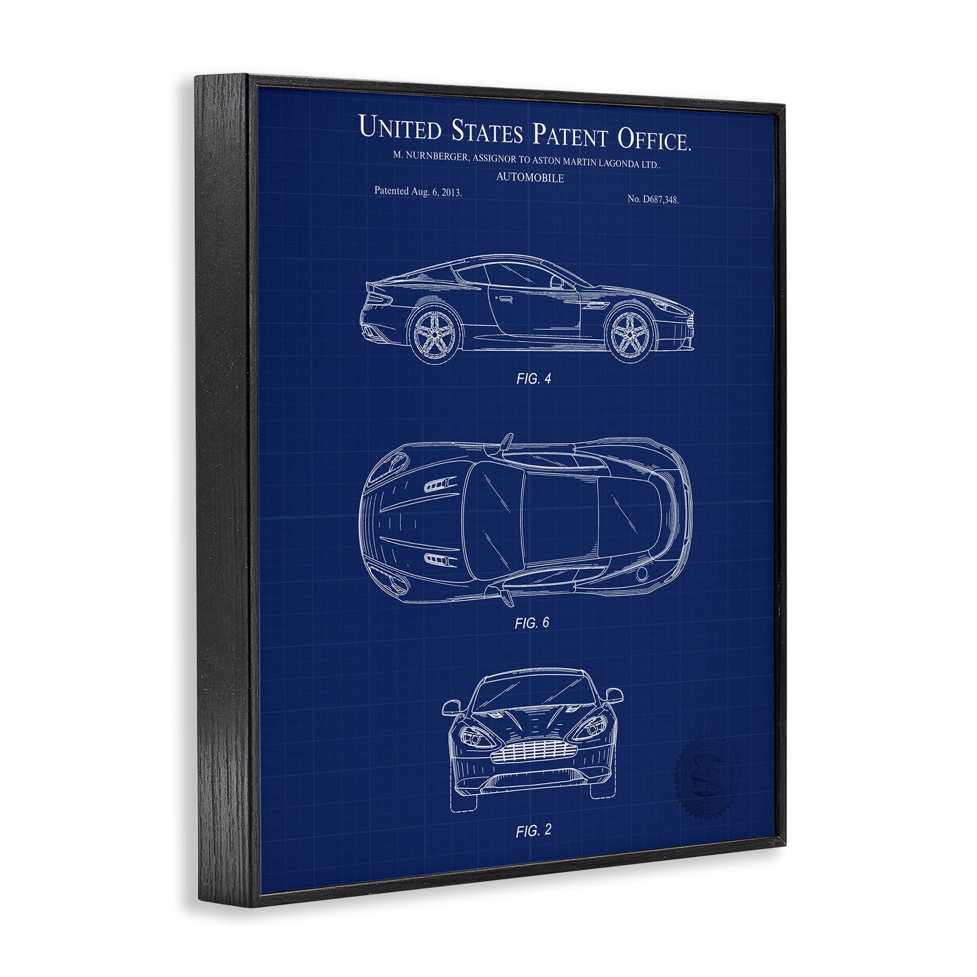 Stupell Industries Automobile Patent Blueprint Transportation Painting Black Framed Art Print Wall Art, 24 x 30