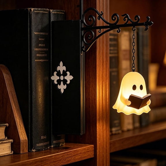 Halloween Lamp,Bookshelf Lights,Ghost Library Decorative Bookshelf,Library Lantern-Decorative Bookshelf Lighting - Reading Bookshelf Lamp(Black 10IN)
