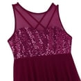 thumbnail image 6 of iEFiEL Women Sequins Mesh Ballet Dance Leotard Asymmetric Stretchy Lyrical Modern Dance Dress, 6 of 7
