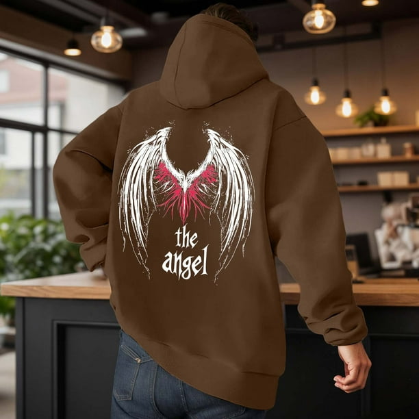 MHFRRA Sudadera con Capucha y Estampado de Ángel de Invierno, Informal, Suave, Cómoda, Cálida y Gruesa, de Manga Larga, para Actividades Al Aire Libre Marrón
