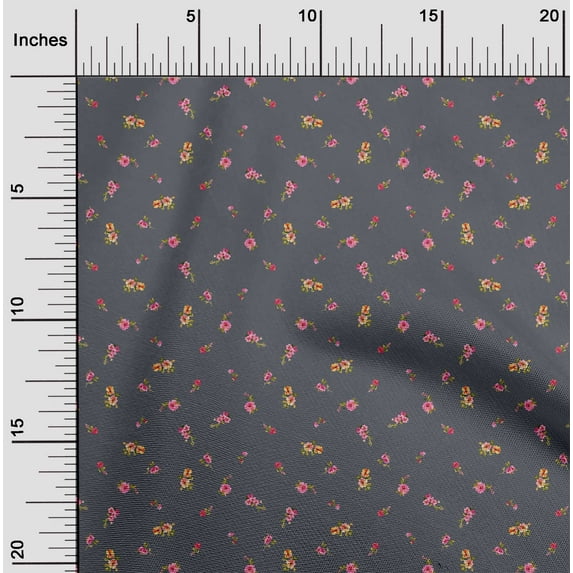 oneOone Viscose Jersey Fabric Leaves & Flower Floral Printed Craft Fabric BTY 60 Inch Wide
