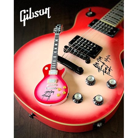 Twisted Sister Collectible Axe Heaven Jay Jay French Signed Real Gibson Les Paul Pinkburst Mini Guitar
