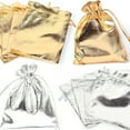 thumbnail image 2 of 10 BdBeads Small Solid Opaque Shiny Organza Drawstring Jewelry Gift Pouch Bags with Cinch String (Silver), 2 of 4
