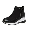 thumbnail image 1 of CEHVOM Bottines Courtes à Plateforme Décontractées à Talons Compensés Zippées pour Femmes Grande Taille, 1 of 7
