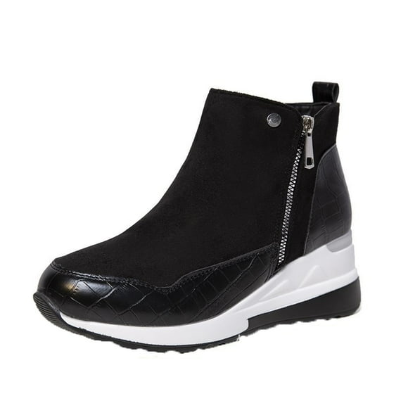 CEHVOM Women's Ankle Plus Size Platform Casual Wedges Sneakers Zip Short Boots Shoes