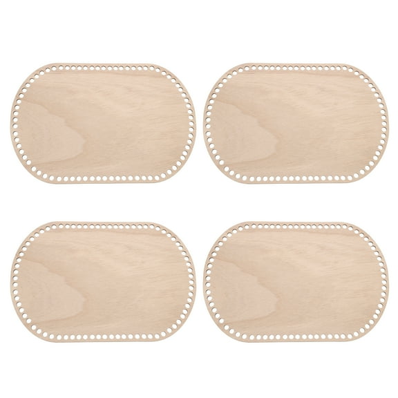 Uxcell 12" x 8" Crochet Basket Bottom, 4Pcs Oval Blank Wooden Base for DIY Craft Weaving Supplies, Brown
