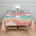 thumbnail image 3 of Dreamy Pastel Wave Pattern Square Tablecloth,Waterproof Square Table Cover,Wipeable Spillproof Washable Table Cover for Home Kitchen Party Decor 52"x52"(132x132cm), 3 of 6