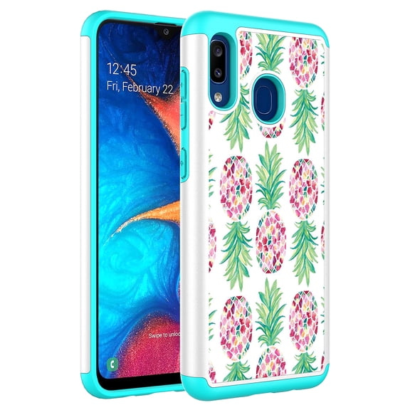 Samsung Galaxy A50 Case, KAESAR Hybrid Dual Layer Graphic PU Leather Colorful TPU Fashion Protective Cover Armor Case for Samsung Galaxy A50 (Pineapple)