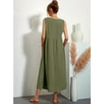 thumbnail image 2 of Womens Maxi Dress 2025 Sleeveless Summer Dresses V Neck Casual Tiered Sundresses with Pockets  Green S, 2 of 5